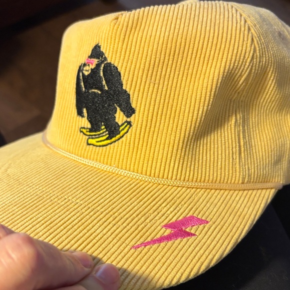 Yellow Corduroy Cap with Gorilla and Lightning Bolt - Picture 7 of 7